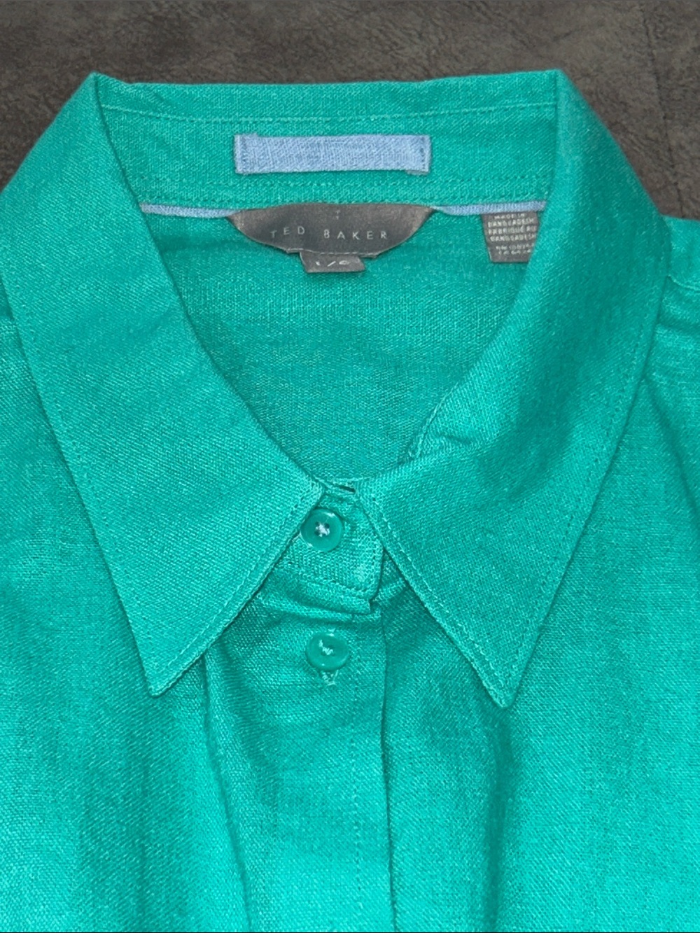 Ted Baker Teal Button-Down Blouse size Large